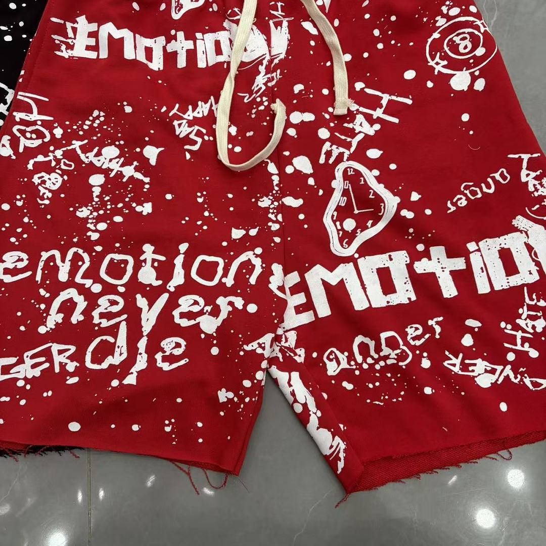 MIXED EMOTION All-Over Logo Print Casual Shorts