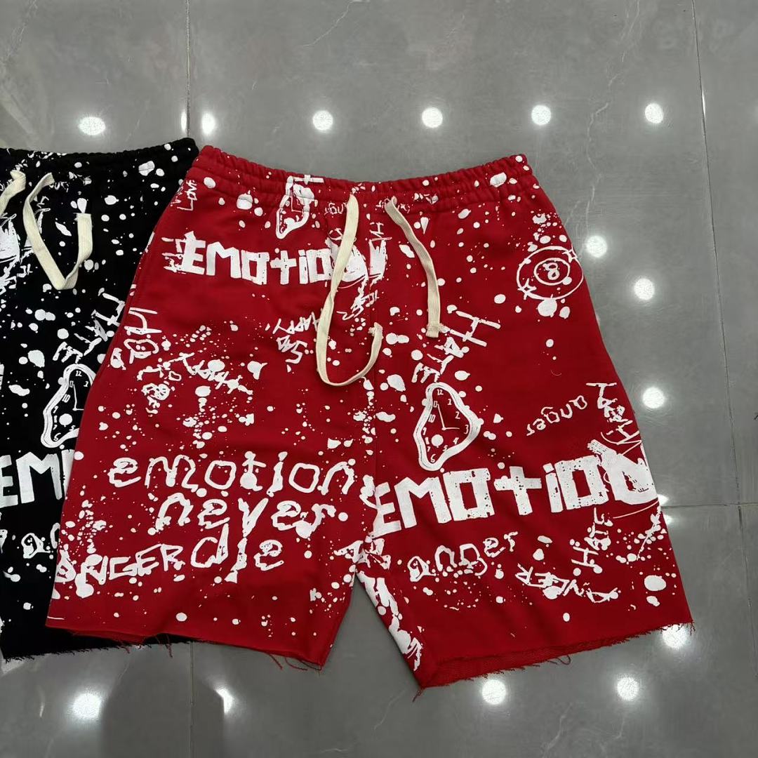MIXED EMOTION All-Over Logo Print Casual Shorts