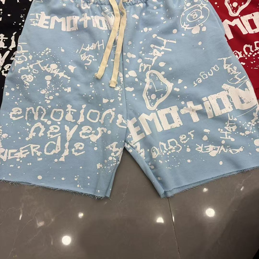 MIXED EMOTION All-Over Logo Print Casual Shorts