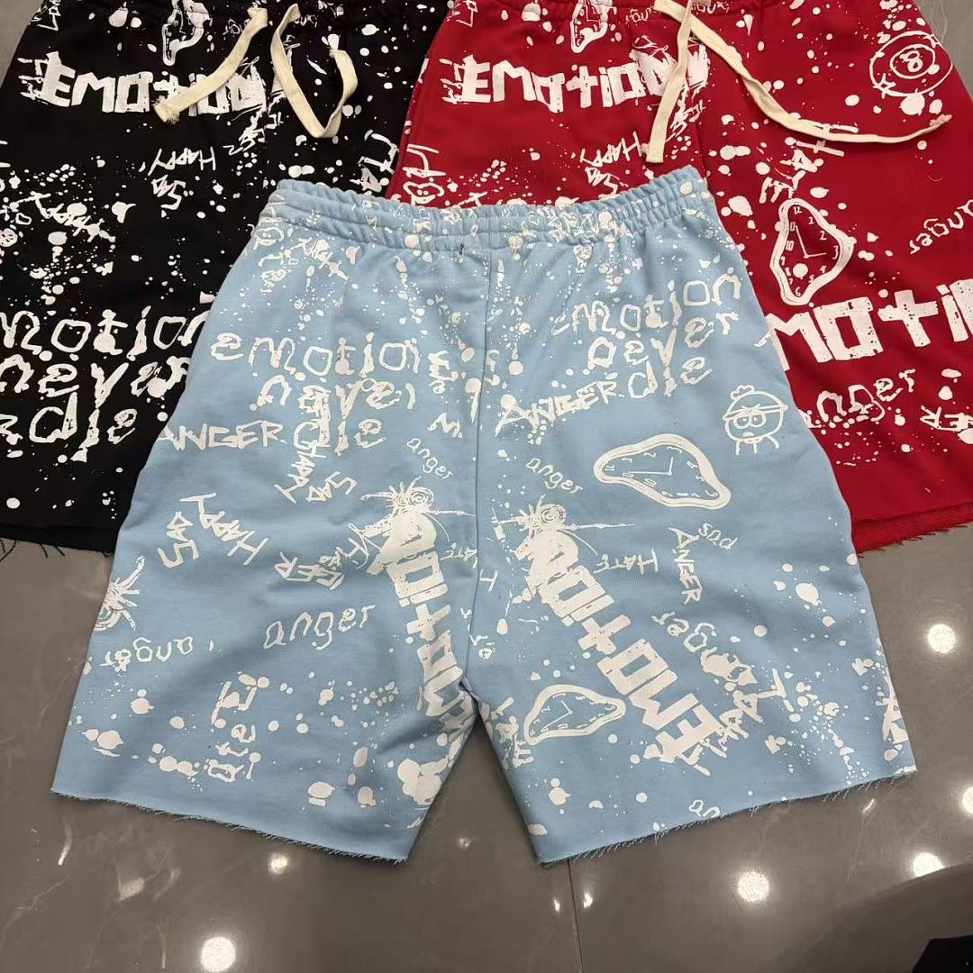 MIXED EMOTION All-Over Logo Print Casual Shorts
