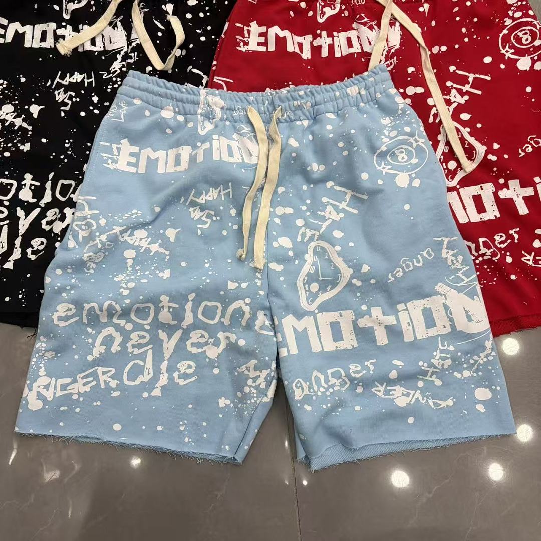 MIXED EMOTION All-Over Logo Print Casual Shorts