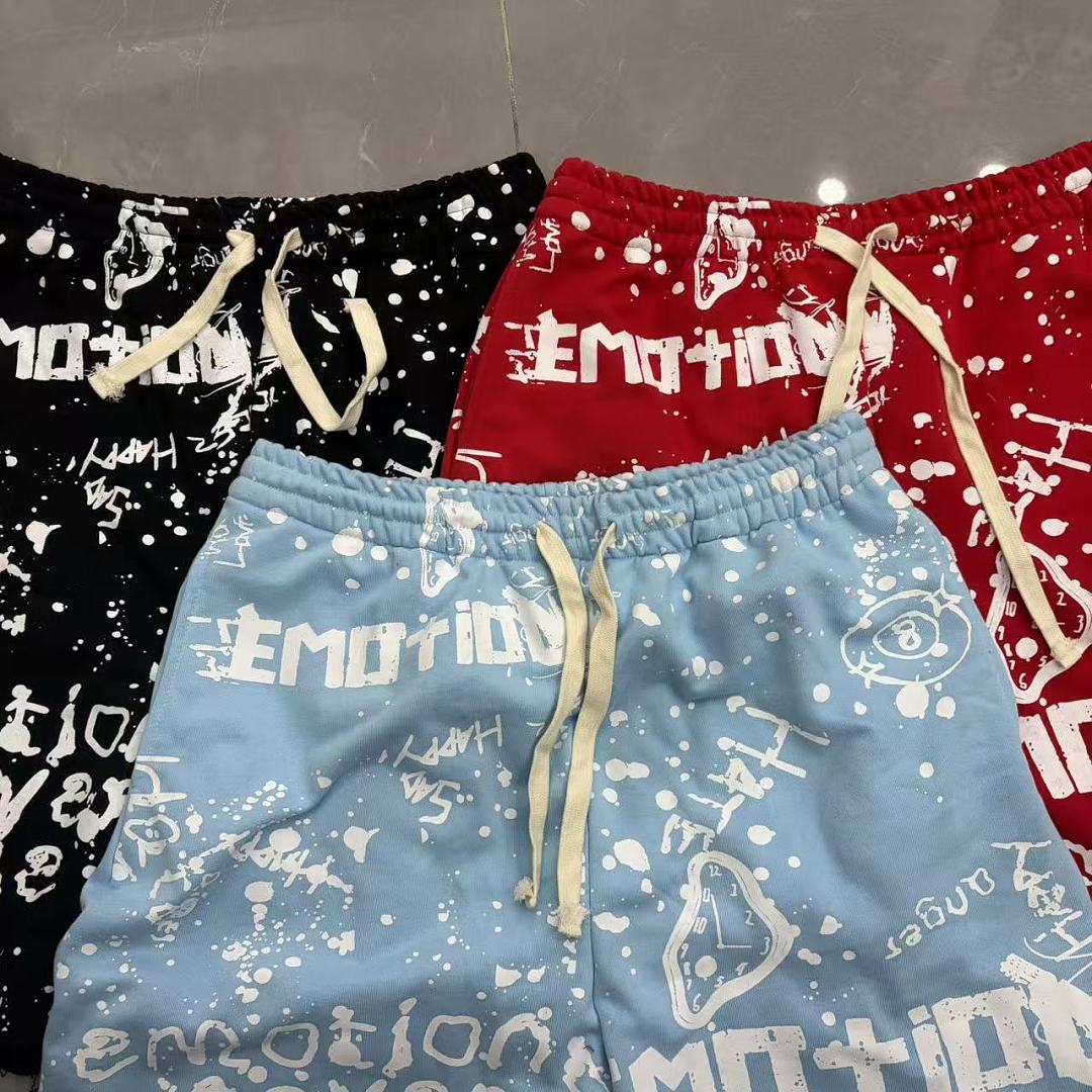 MIXED EMOTION All-Over Logo Print Casual Shorts