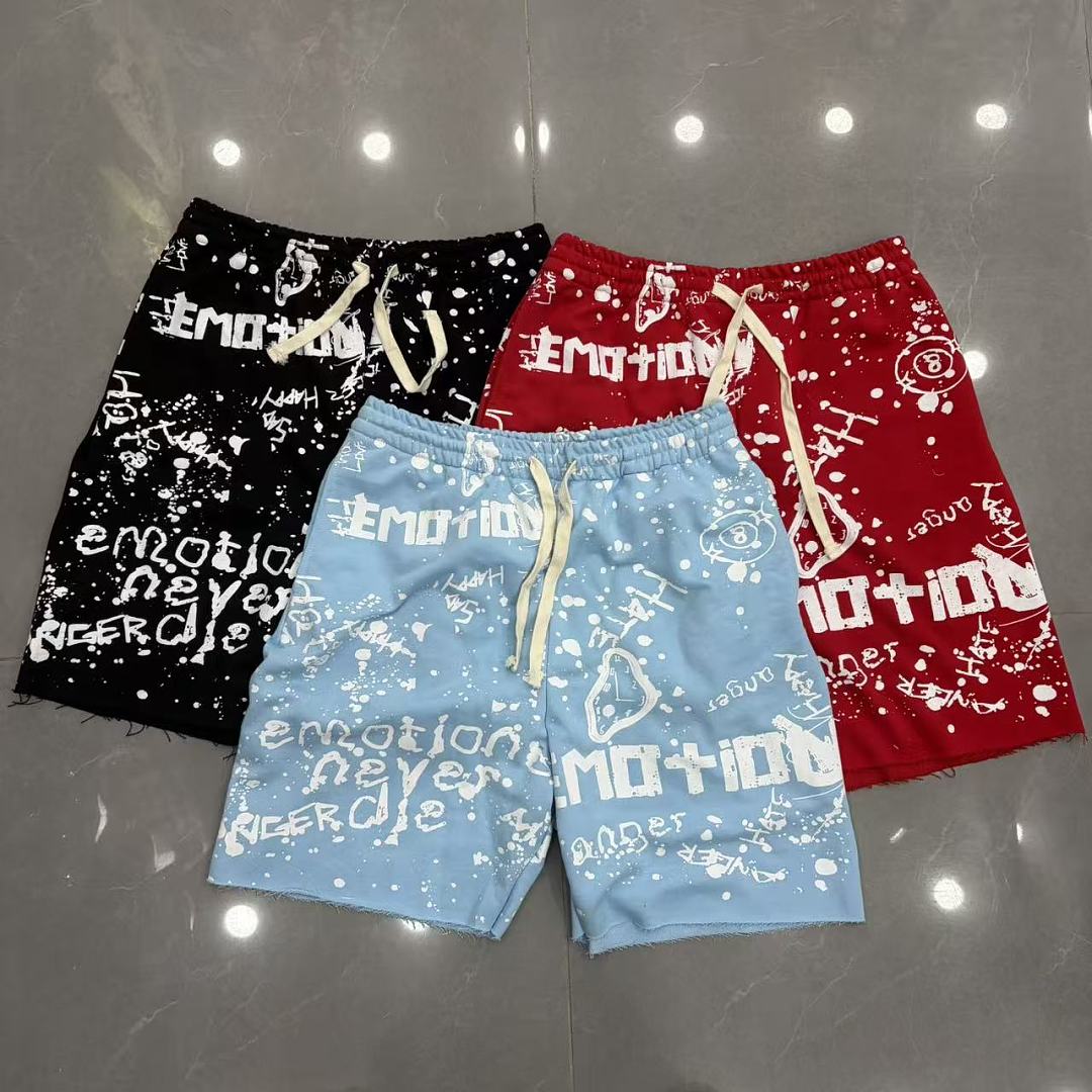 MIXED EMOTION All-Over Logo Print Casual Shorts