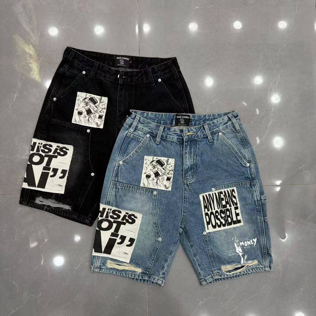 MIXED EMOTION Graphic Poster Print Relaxed Shorts