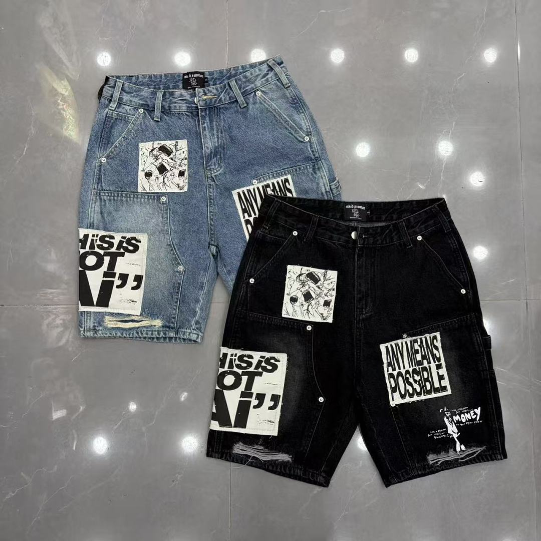 MIXED EMOTION Graphic Poster Print Relaxed Shorts