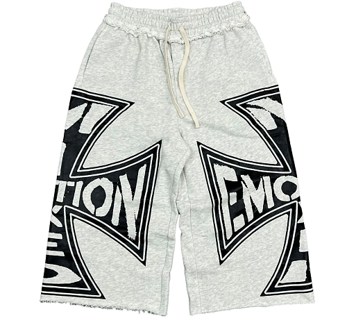 MIXED EMOTION Graphic Logo Patchwork Casual Shorts