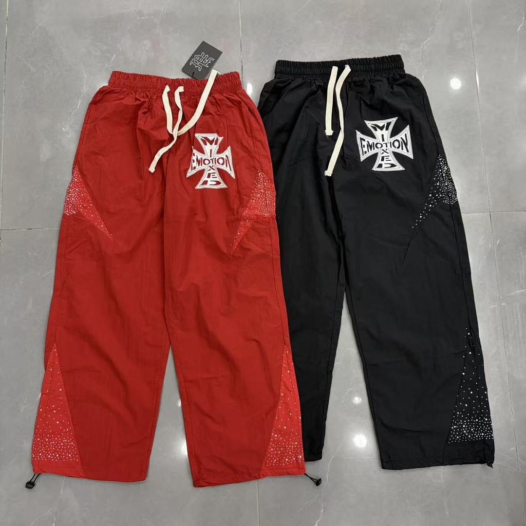 MIXED EMOTION Cross Logo Nylon-Style Casual Shorts