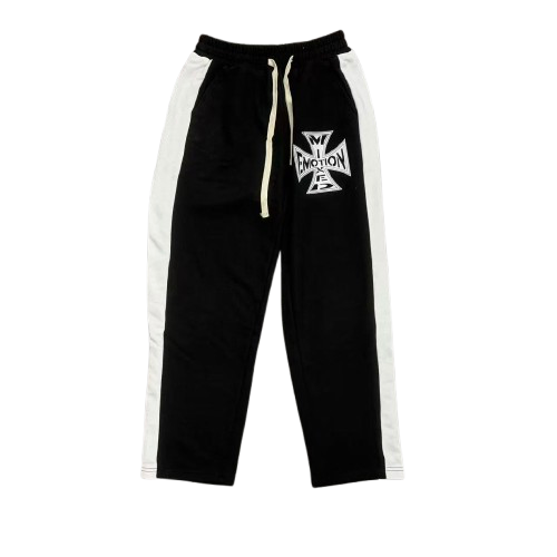 MIXED EMOTION Cross Logo Side Stripe Track Pants