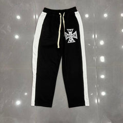 MIXED EMOTION Cross Logo Side Stripe Track Pants