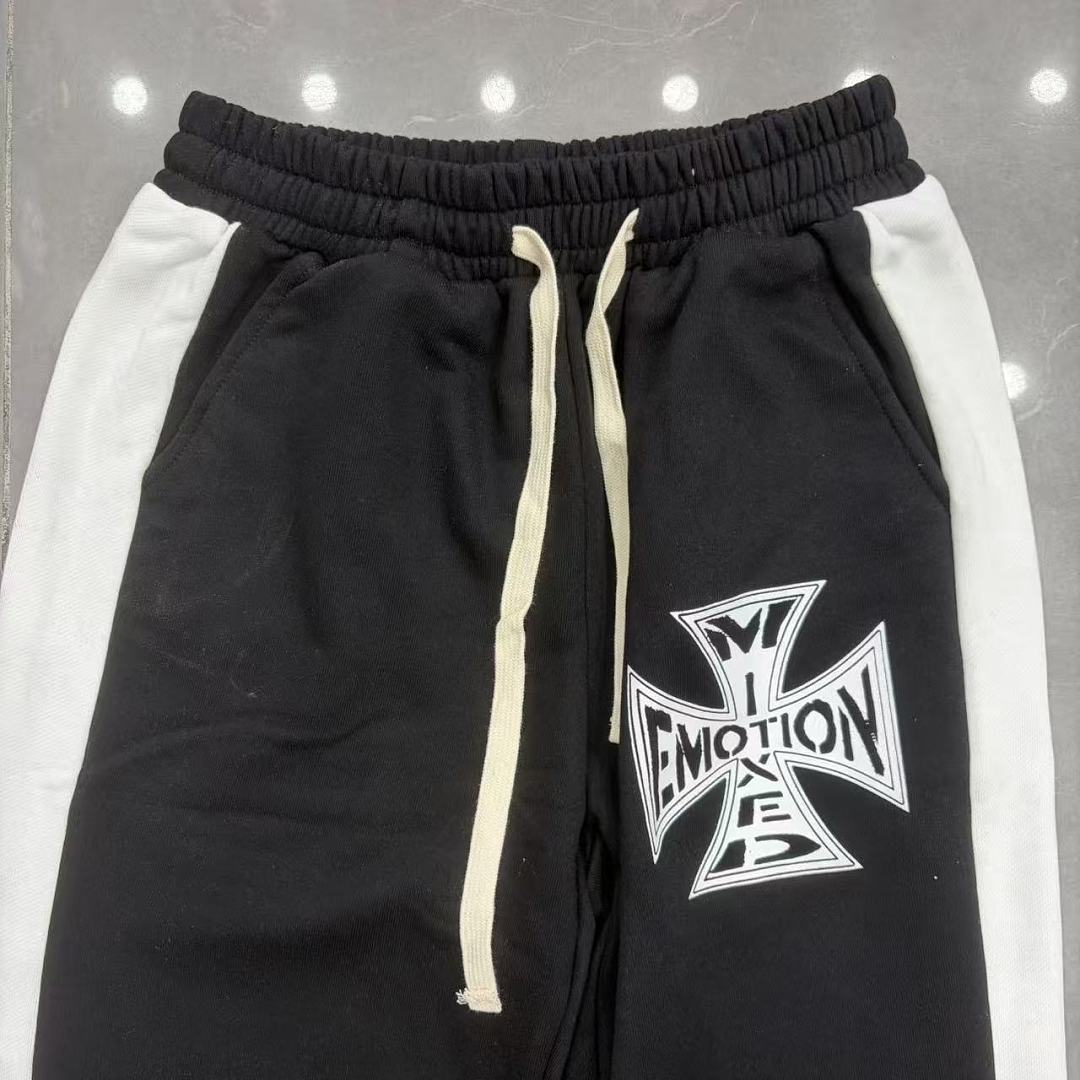 MIXED EMOTION Cross Logo Side Stripe Track Pants