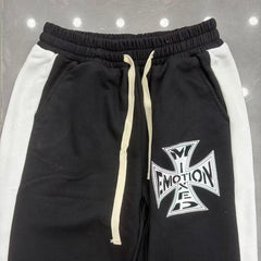 MIXED EMOTION Cross Logo Side Stripe Track Pants