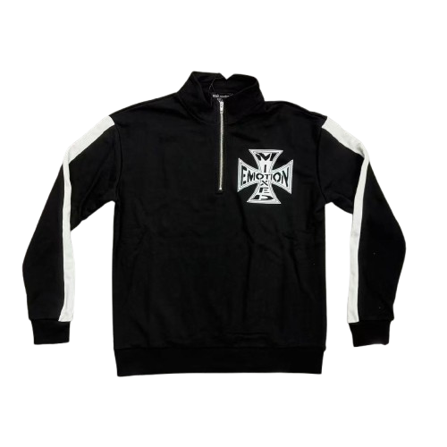 MIXED EMOTION Cross Logo Half-Zip Streetwear Pullover