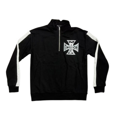 MIXED EMOTION Cross Logo Half-Zip Streetwear Pullover