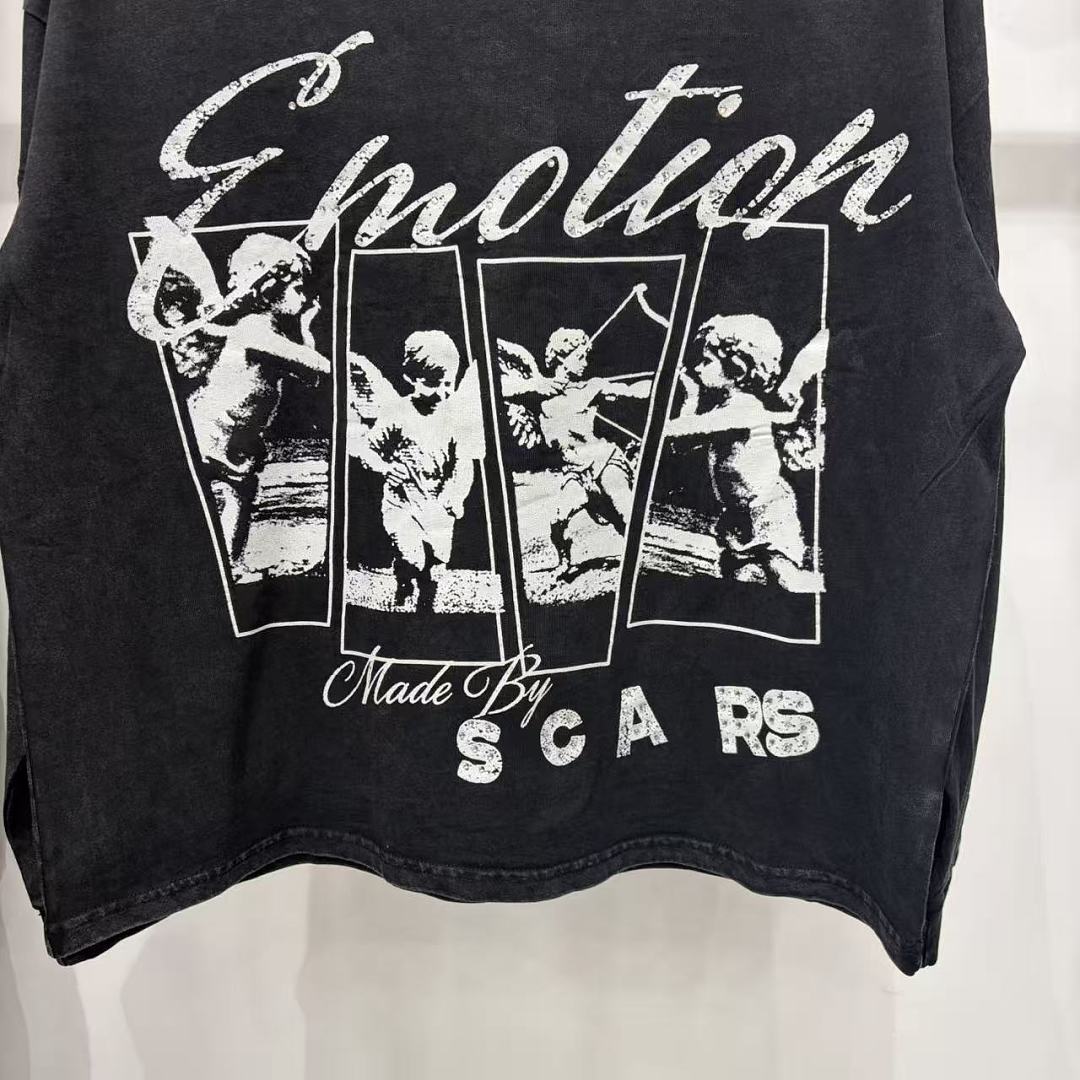 MIXED EMOTION Script Graphic Music-Inspired Long Sleeve Top