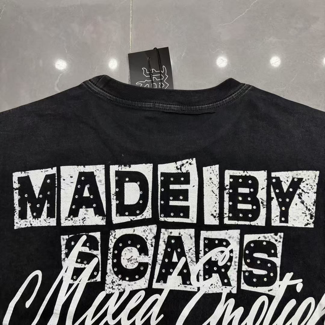 MIXED EMOTION Script Graphic Music-Inspired Long Sleeve Top