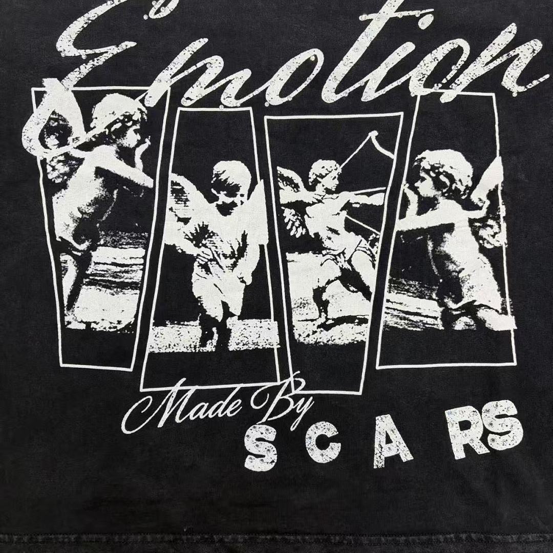 MIXED EMOTION Script Graphic Music-Inspired Long Sleeve Top