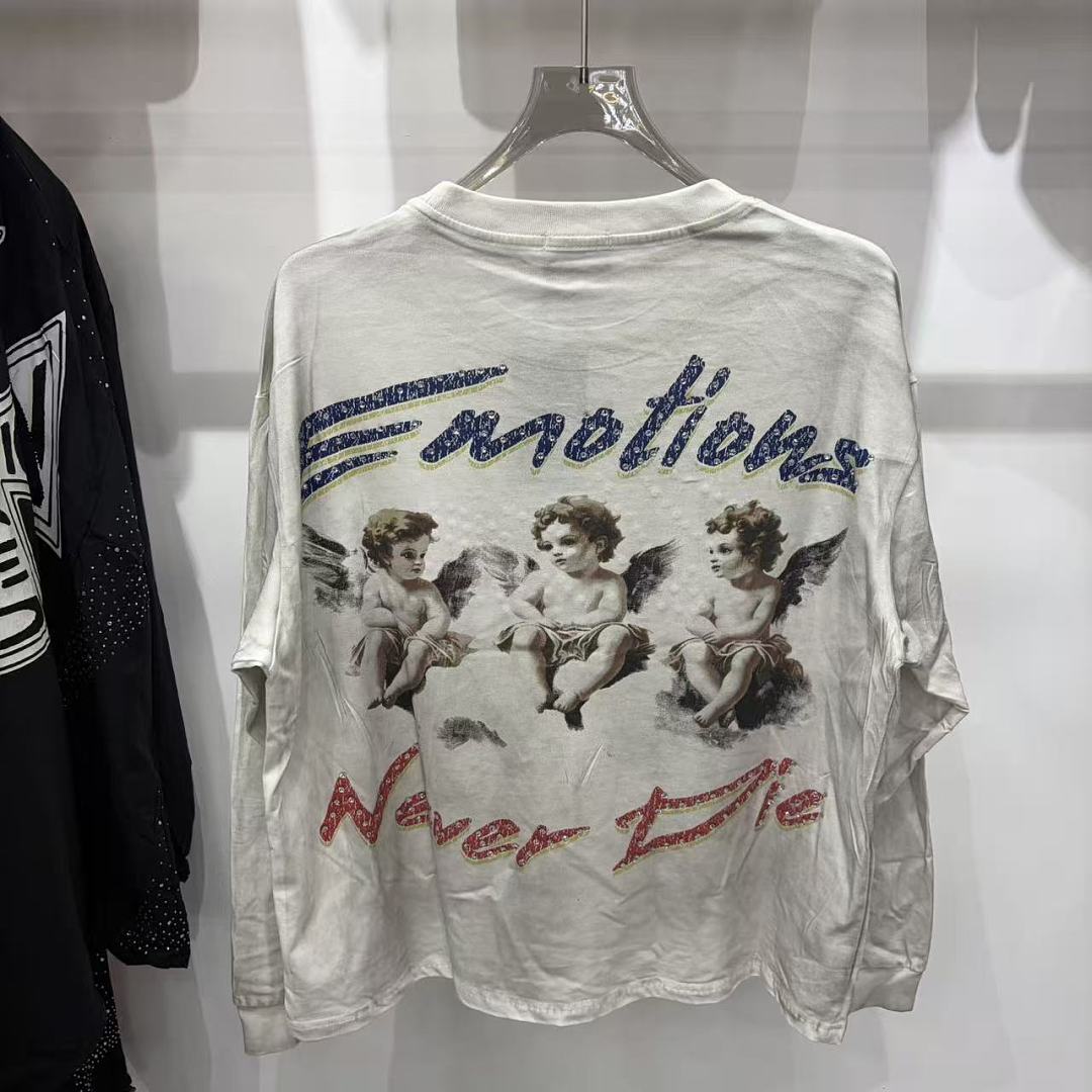MIXED EMOTION Vintage Graphic Long Sleeve Streetwear Top