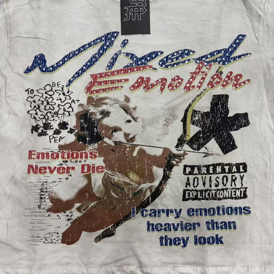MIXED EMOTION Vintage Graphic Long Sleeve Streetwear Top