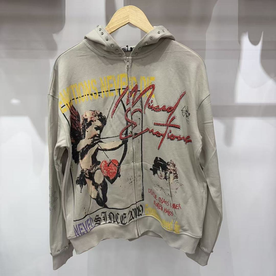 MIXED EMOTION Vintage Motorcycle Graphic Hoodie