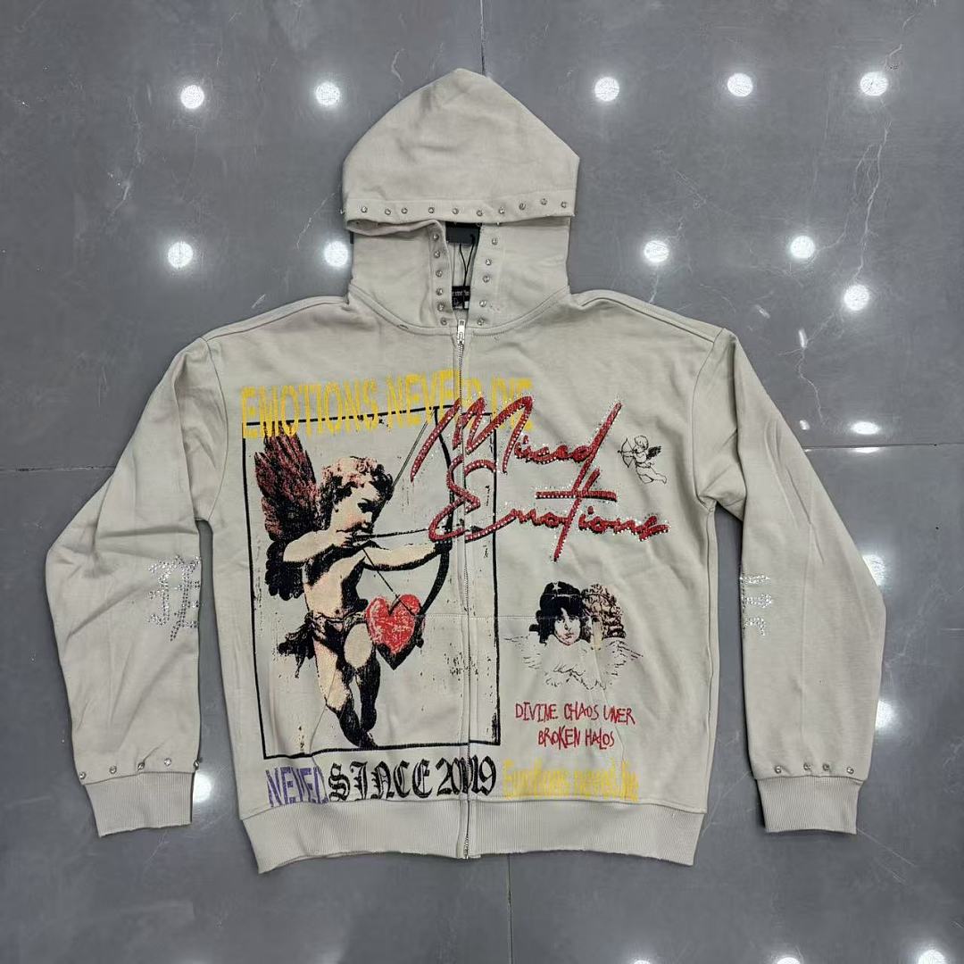 MIXED EMOTION Vintage Motorcycle Graphic Hoodie