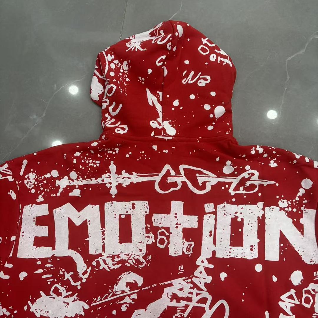 MIXED EMOTION Graphic Monogram Zip-Up Hoodie