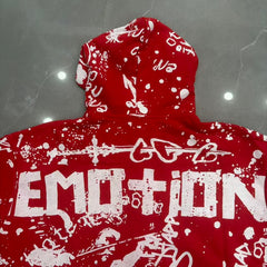 MIXED EMOTION Graphic Monogram Zip-Up Hoodie