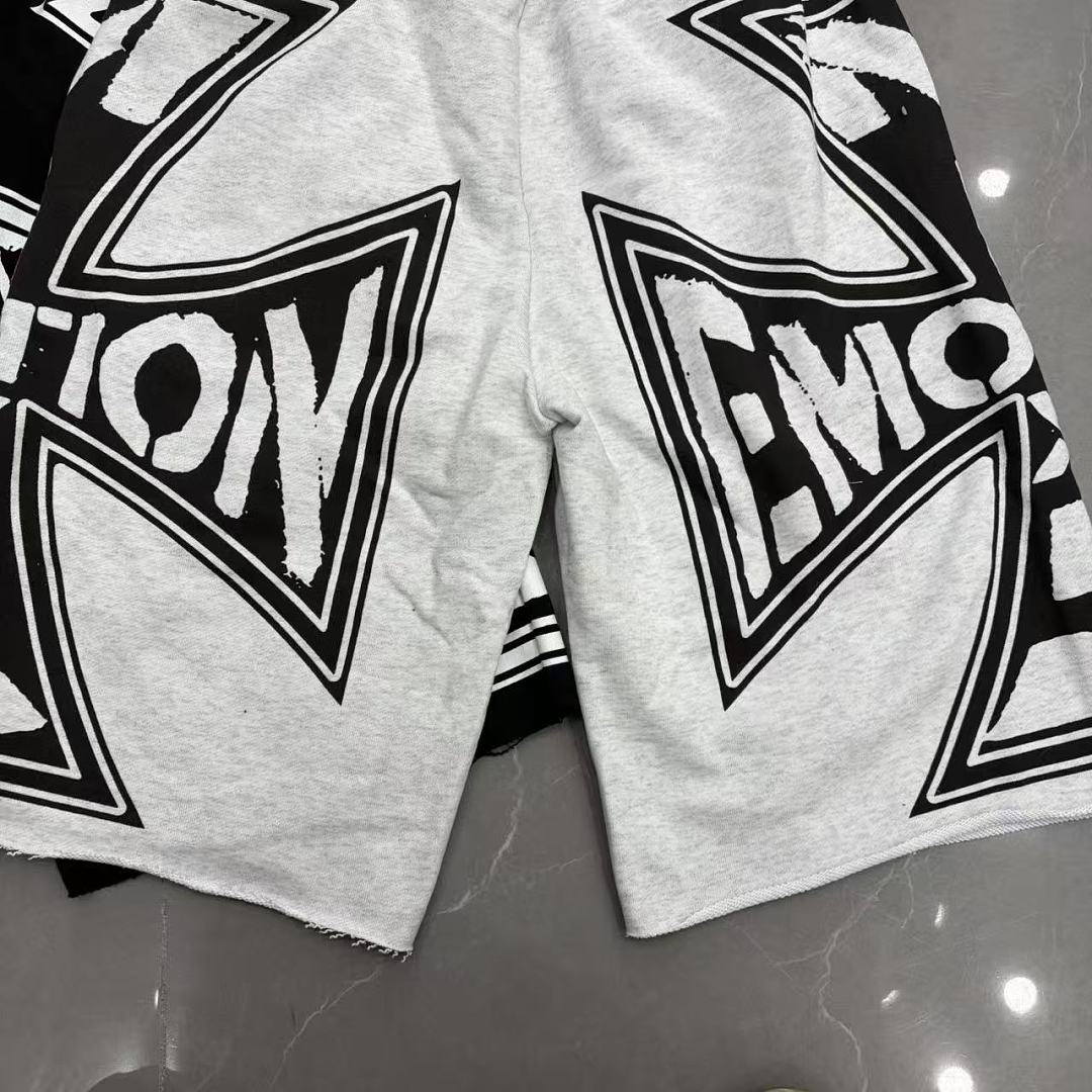 MIXED EMOTION Graphic Logo Patchwork Casual Shorts