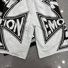 MIXED EMOTION Graphic Logo Patchwork Casual Shorts