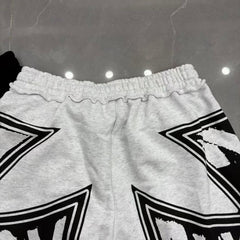 MIXED EMOTION Graphic Logo Patchwork Casual Shorts