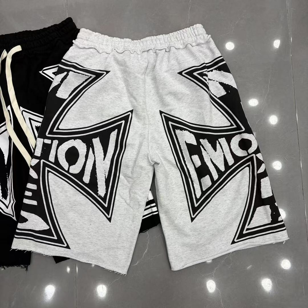 MIXED EMOTION Graphic Logo Patchwork Casual Shorts
