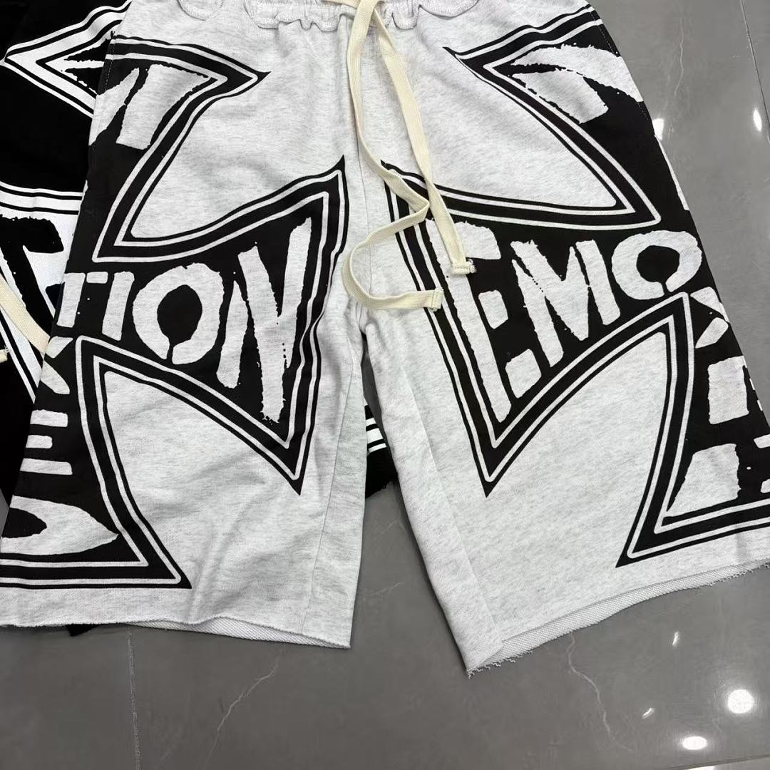 MIXED EMOTION Graphic Logo Patchwork Casual Shorts
