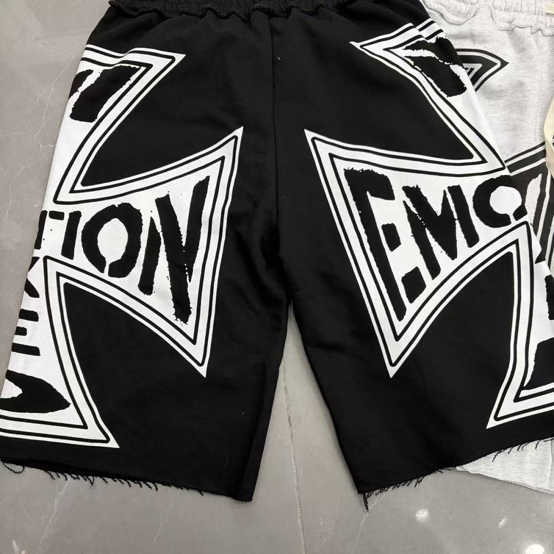 MIXED EMOTION Graphic Logo Patchwork Casual Shorts