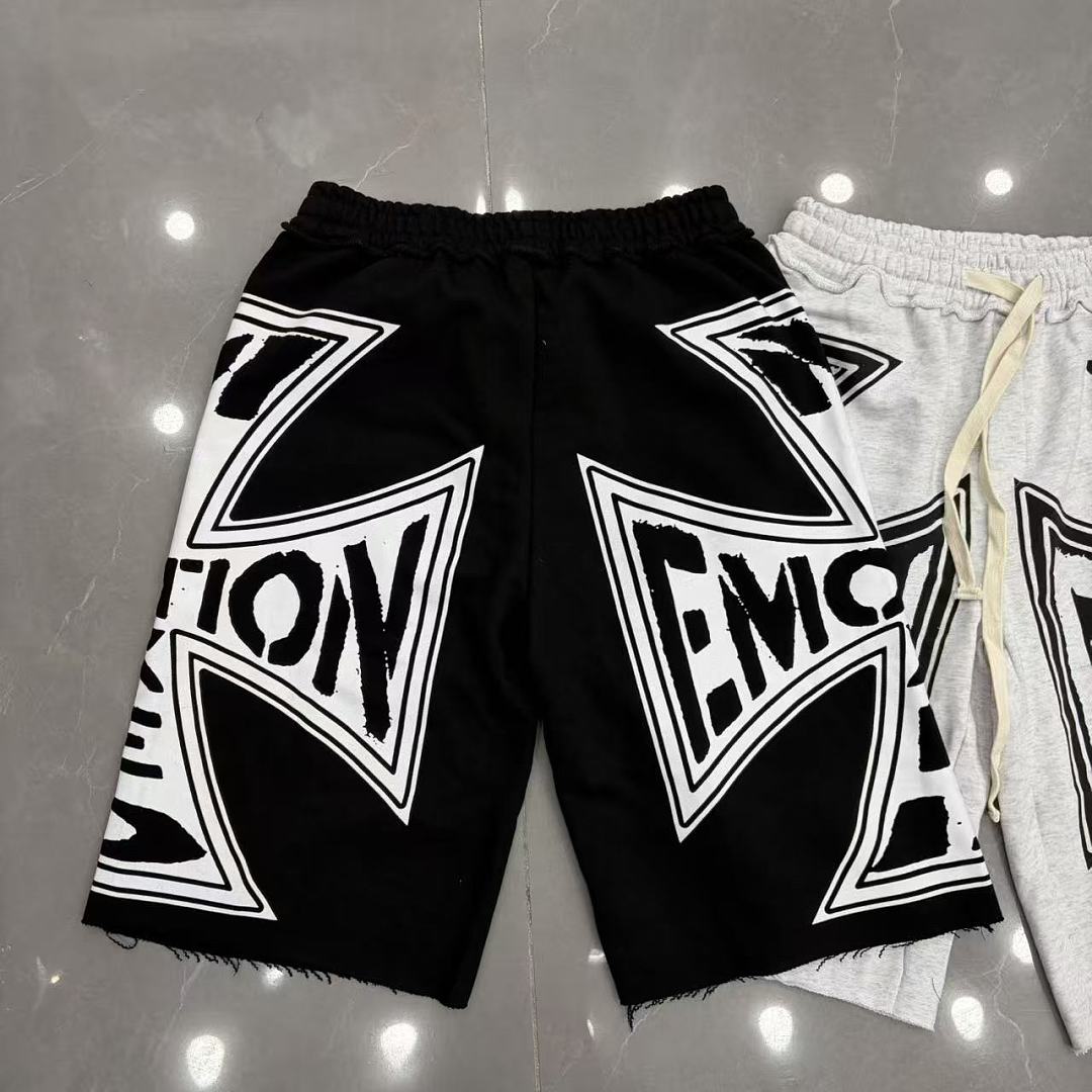 MIXED EMOTION Graphic Logo Patchwork Casual Shorts