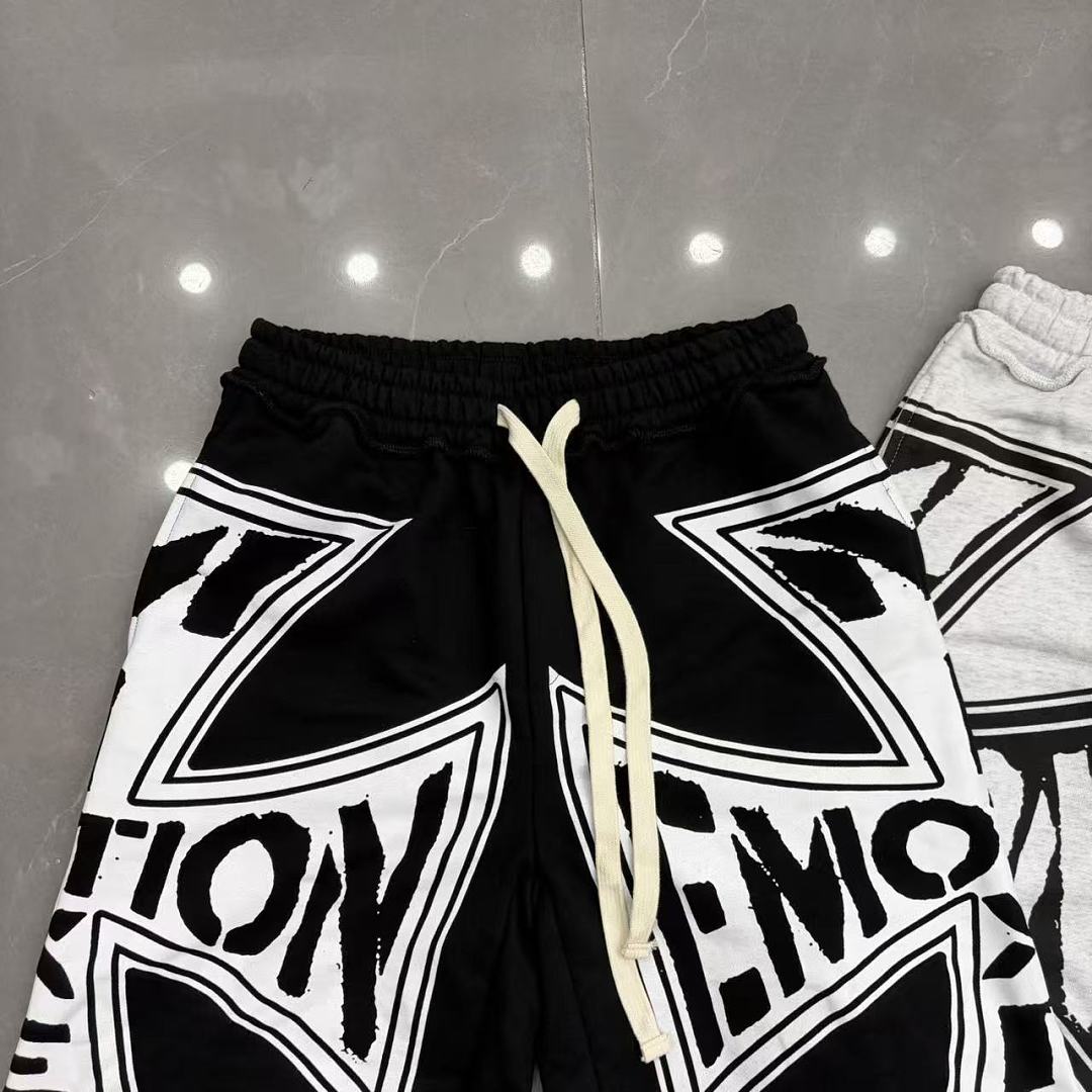 MIXED EMOTION Graphic Logo Patchwork Casual Shorts
