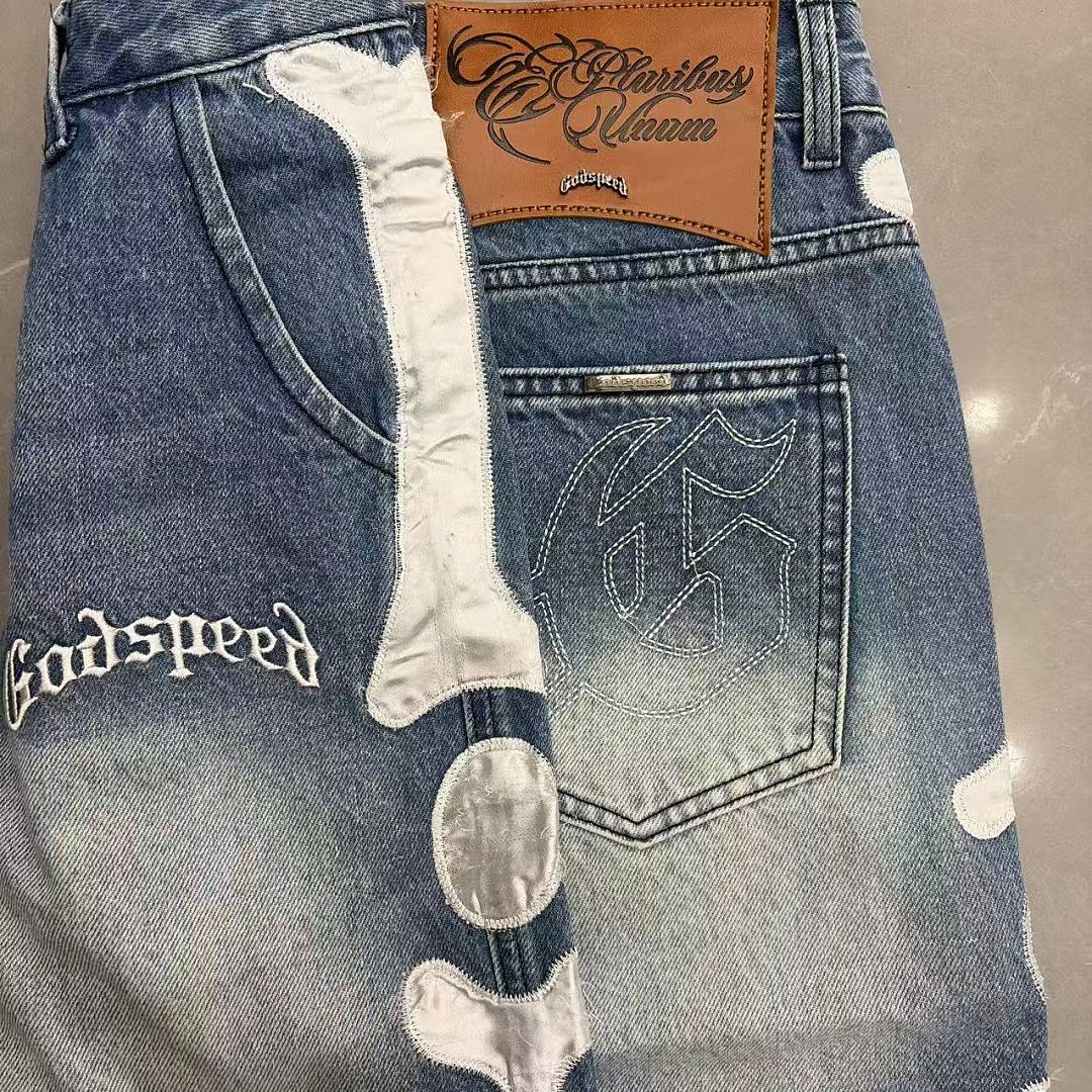 GODSPEED Side Graphic Relaxed Denim Shorts