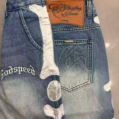 GODSPEED Side Graphic Relaxed Denim Shorts