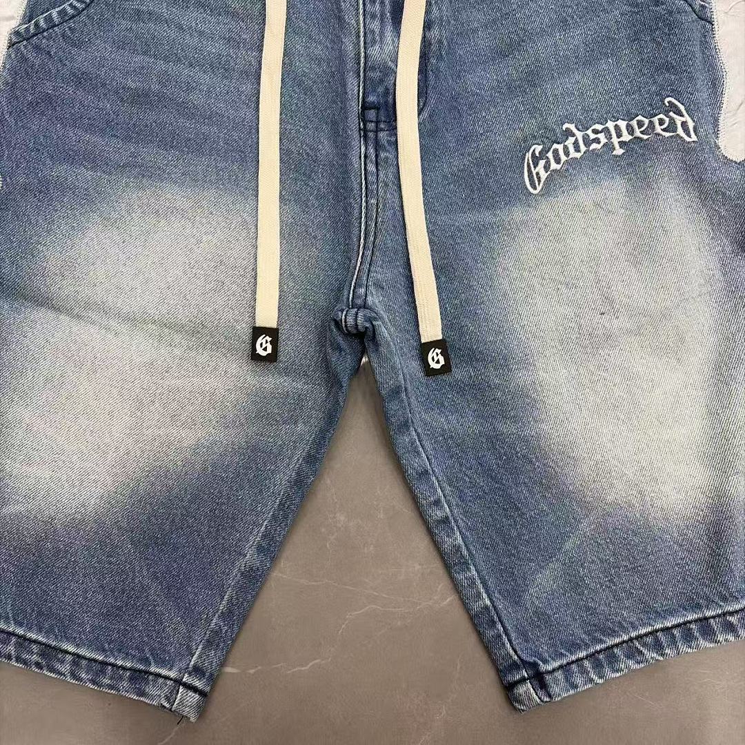 GODSPEED Side Graphic Relaxed Denim Shorts