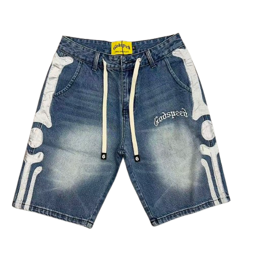 GODSPEED Side Graphic Relaxed Denim Shorts