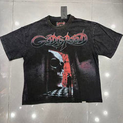 GODSPEED Gothic Flame Graphic Vintage T-Shirt