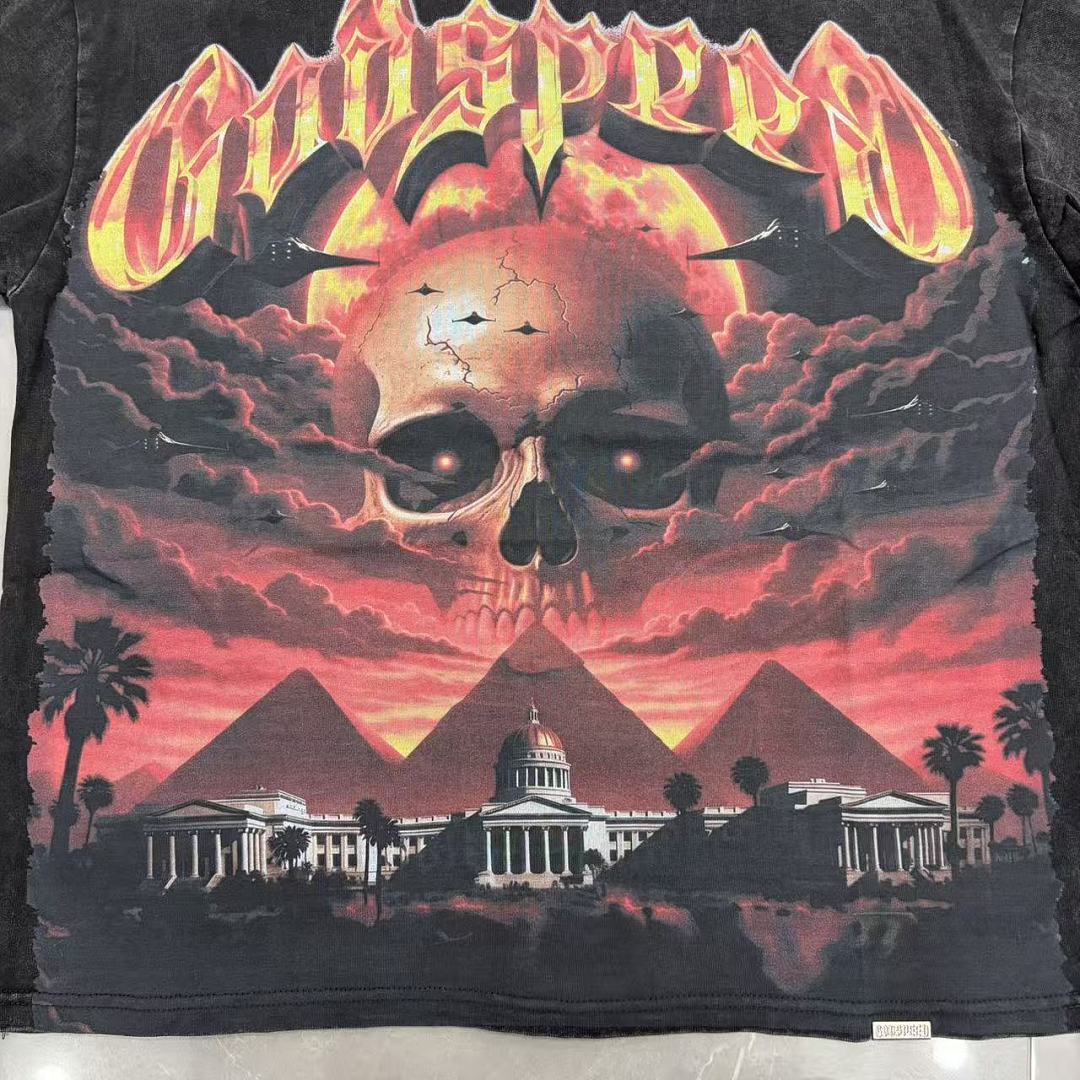 GODSPEED Skull Graphic Vintage Street T-Shirt