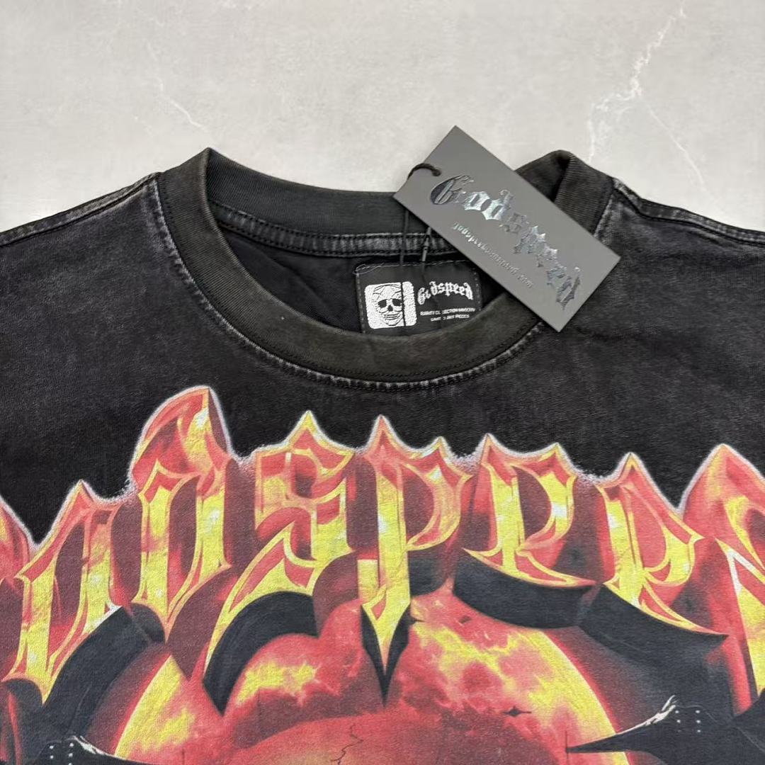 GODSPEED Skull Graphic Vintage Street T-Shirt