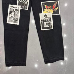 MIXED EMOTION Patchwork Graphic Carpenter Jeans