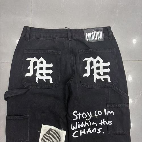 MIXED EMOTION Patchwork Graphic Carpenter Jeans