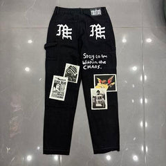 MIXED EMOTION Patchwork Graphic Carpenter Jeans