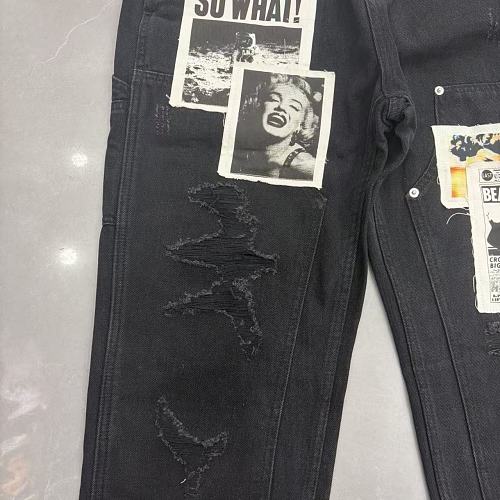 MIXED EMOTION Patchwork Graphic Carpenter Jeans
