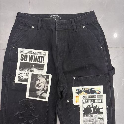 MIXED EMOTION Patchwork Graphic Carpenter Jeans