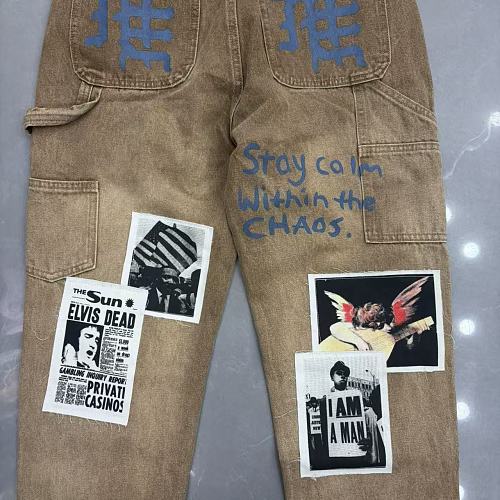 MIXED EMOTION Patchwork Graphic Carpenter Jeans
