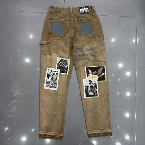 MIXED EMOTION Patchwork Graphic Carpenter Jeans