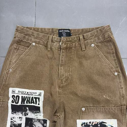 MIXED EMOTION Patchwork Graphic Carpenter Jeans