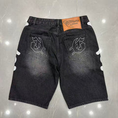 GODSPEED Distressed Graphic Denim Shorts